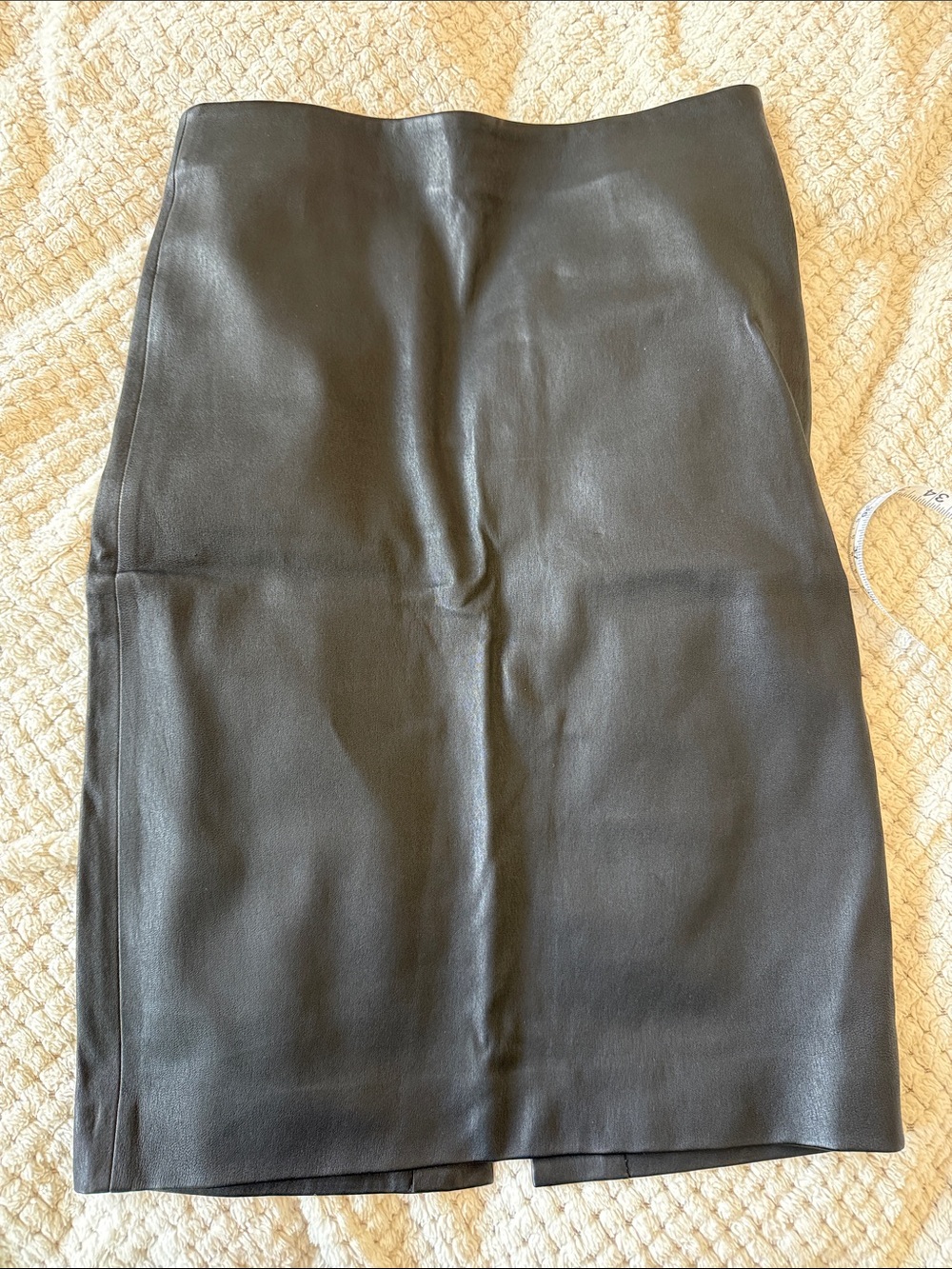 Theory Black Leather Pencil Skirt